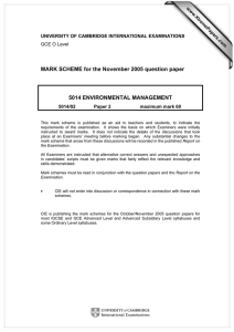 MARK SCHEME for the November 2005 question paper  5014 ENVIRONMENTAL MANAGEMENT www.XtremePapers.com