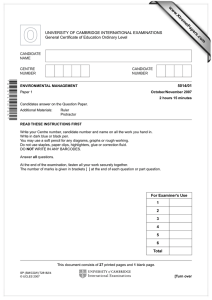 www.XtremePapers.com UNIVERSITY OF CAMBRIDGE INTERNATIONAL EXAMINATIONS General Certificate of Education Ordinary Level 5014/01