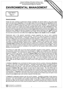 General Certificate of Education Ordinary Level 5014 Environmental Management November 2010