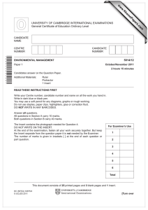 www.XtremePapers.com UNIVERSITY OF CAMBRIDGE INTERNATIONAL EXAMINATIONS General Certificate of Education Ordinary Level 5014/12