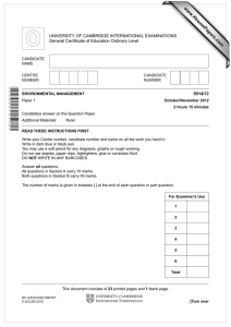 www.XtremePapers.com UNIVERSITY OF CAMBRIDGE INTERNATIONAL EXAMINATIONS General Certificate of Education Ordinary Level 5014/12