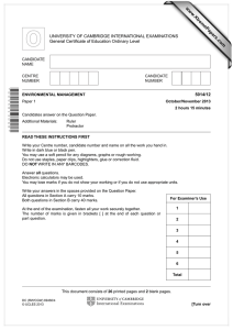 www.XtremePapers.com UNIVERSITY OF CAMBRIDGE INTERNATIONAL EXAMINATIONS General Certificate of Education Ordinary Level 5014/12