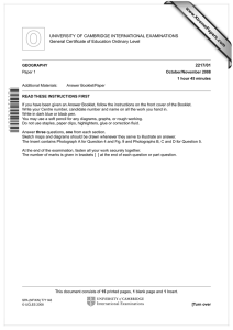 www.XtremePapers.com UNIVERSITY OF CAMBRIDGE INTERNATIONAL EXAMINATIONS General Certificate of Education Ordinary Level 2217/01