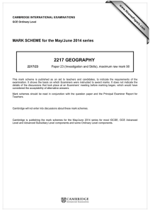 2217 GEOGRAPHY  MARK SCHEME for the May/June 2014 series