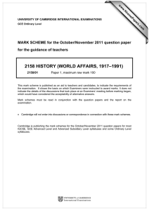 2158 HISTORY (WORLD AFFAIRS, 1917–1991)  for the guidance of teachers