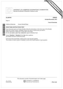 www.XtremePapers.com UNIVERSITY OF CAMBRIDGE INTERNATIONAL EXAMINATIONS General Certificate of Education Ordinary Level 2058/02