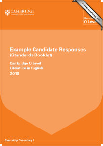 Example Candidate Responses (Standards Booklet) 2010 Cambridge O Level