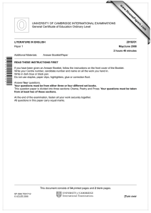 www.XtremePapers.com UNIVERSITY OF CAMBRIDGE INTERNATIONAL EXAMINATIONS General Certificate of Education Ordinary Level 2010/01