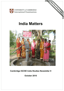 India Matters  Cambridge IGCSE India Studies Newsletter 9 October 2010