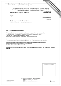 4024/01 MATHEMATICS (SYLLABUS D)