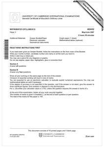 www.XtremePapers.com UNIVERSITY OF CAMBRIDGE INTERNATIONAL EXAMINATIONS General Certificate of Education Ordinary Level 4024/02