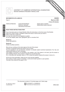 www.XtremePapers.com UNIVERSITY OF CAMBRIDGE INTERNATIONAL EXAMINATIONS General Certificate of Education Ordinary Level 4024/02