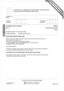 www.XtremePapers.com UNIVERSITY OF CAMBRIDGE INTERNATIONAL EXAMINATIONS General Certificate of Education Ordinary Level 4024/11