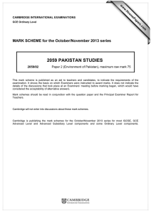2059 PAKISTAN STUDIES  MARK SCHEME for the October/November 2013 series