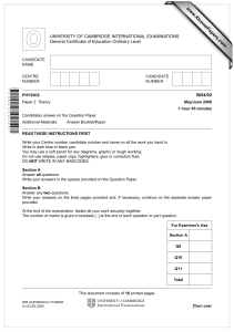 www.XtremePapers.com UNIVERSITY OF CAMBRIDGE INTERNATIONAL EXAMINATIONS General Certificate of Education Ordinary Level 5054/02