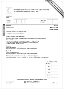 www.XtremePapers.com UNIVERSITY OF CAMBRIDGE INTERNATIONAL EXAMINATIONS General Certificate of Education Ordinary Level 5054/22