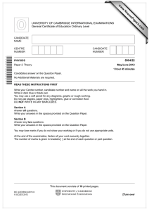 www.XtremePapers.com UNIVERSITY OF CAMBRIDGE INTERNATIONAL EXAMINATIONS General Certificate of Education Ordinary Level 5054/22