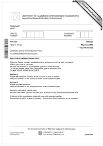 www.XtremePapers.com UNIVERSITY OF CAMBRIDGE INTERNATIONAL EXAMINATIONS General Certificate of Education Ordinary Level 5054/22