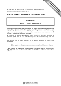MARK SCHEME for the November 2005 question paper  5054 PHYSICS www.XtremePapers.com