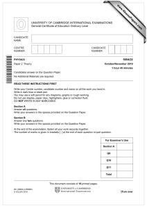 www.XtremePapers.com UNIVERSITY OF CAMBRIDGE INTERNATIONAL EXAMINATIONS General Certificate of Education Ordinary Level 5054/22