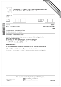 www.XtremePapers.com UNIVERSITY OF CAMBRIDGE INTERNATIONAL EXAMINATIONS General Certificate of Education Ordinary Level 5054/41