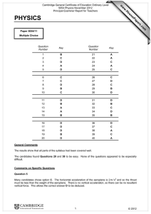 Cambridge General Certificate of Education Ordinary Level 5054 Physics November 2012