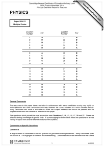 Cambridge General Certificate of Education Ordinary Level 5054 Physics November 2013