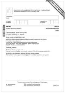 www.XtremePapers.com UNIVERSITY OF CAMBRIDGE INTERNATIONAL EXAMINATIONS General Certificate of Education Ordinary Level 5054/41