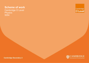 Scheme of work Cambridge O Level Physics
