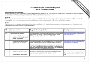 O Level Principles of Accounts (7110) Unit 9: Payroll Accounting  www.XtremePapers.com