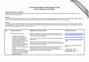 O Level Principles of Accounts (7110) Unit 10: Advanced Principles  www.XtremePapers.com