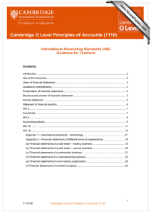 Cambridge O Level Principles of Accounts (7110) International Accounting Standards (IAS)