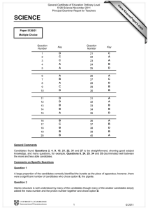 General Certificate of Education Ordinary Level 5126 Science November 2011