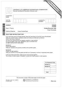 www.XtremePapers.com UNIVERSITY OF CAMBRIDGE INTERNATIONAL EXAMINATIONS General Certificate of Education Ordinary Level 5124/02