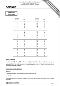General Certificate of Education Ordinary Level 5124 Science November 2011