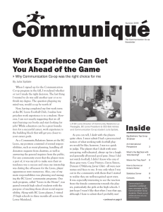 Communiqué Work Experience Can Get You Ahead of the Game