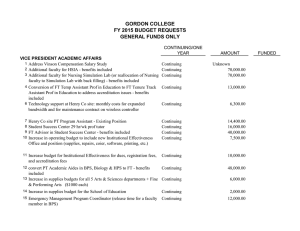 GORDON COLLEGE FY 2015 BUDGET REQUESTS GENERAL FUNDS ONLY