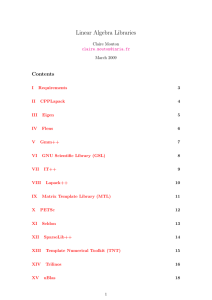 Linear Algebra Libraries Contents