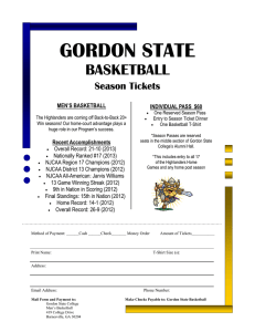 GORDON STATE BASKETBALL Season Tickets
