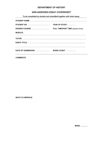 DEPARTMENT OF HISTORY  NON-ASSESSED ESSAY COVERSHEET