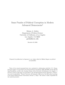 Some Puzzles of Political Corruption in Modern Advanced Democracies