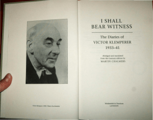 I  SHALL BEAR WITNESS 1933-41 The Diaries  of