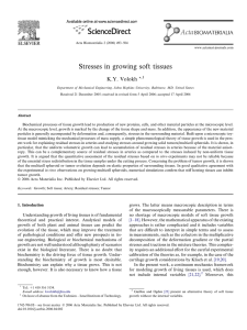 Stresses in growing soft tissues K.Y. Volokh