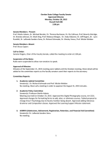 Gordon State College Faculty Senate Approved Minutes Monday, October 26, 2015