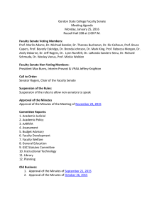 Gordon State College Faculty Senate Meeting Agenda Monday, January 25, 2016