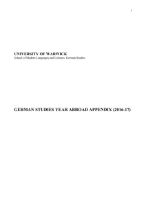 GERMAN STUDIES YEAR ABROAD APPENDIX (2016-17)  UNIVERSITY OF WARWICK 1