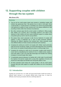 12. Supporting couples with children through the tax system Summary