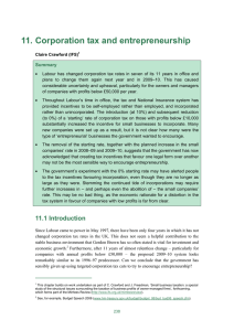 11. Corporation tax and entrepreneurship Summary