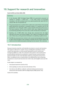 10. Support for research and innovation Summary •