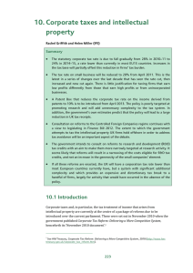 10. Corporate taxes and intellectual property Summary •